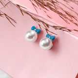 Azure Bow Bliss Shell Pearl Sterling Silver Post Earrings