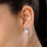Azure Bow Bliss Shell Pearl Sterling Silver Post Earrings