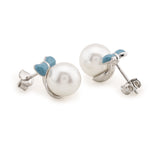 Azure Bow Bliss Shell Pearl Sterling Silver Post Earrings