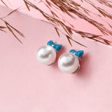 Azure Bow Bliss Shell Pearl Sterling Silver Post Earrings