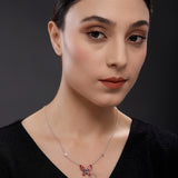 Cocoa Flutter Rhodium Plated Sterling Silver Necklace