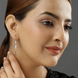 Opulent Mystique Quill Gaze Silver Earrings