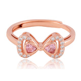 Dazzling Bow Rose Gold Plated Silver Ring