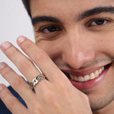 Elliptic Heritage Rose Gold Men's Silver Band