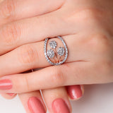 Heavenly Halo Tri-Cluster Diamond Ring
