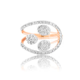 Heavenly Halo Tri-Cluster Diamond Ring