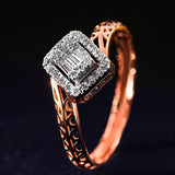 Intricate Eclipse Lattice Diamond Ring