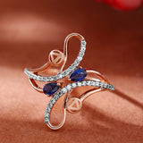 Sapphire Arabesque Diamond Ring