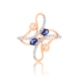 Sapphire Arabesque Diamond Ring