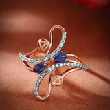 Sapphire Arabesque Diamond Ring