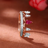 Regal Ruby Crown Diamond Ring