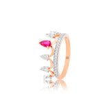 Regal Ruby Crown Diamond Ring