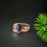 Midnight Sapphire Dual Butterfly Diamond Ring