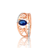 Midnight Sapphire Dual Butterfly Diamond Ring