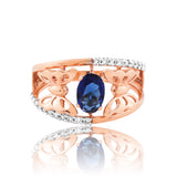Midnight Sapphire Dual Butterfly Diamond Ring