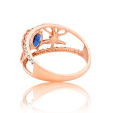 Midnight Sapphire Dual Butterfly Diamond Ring