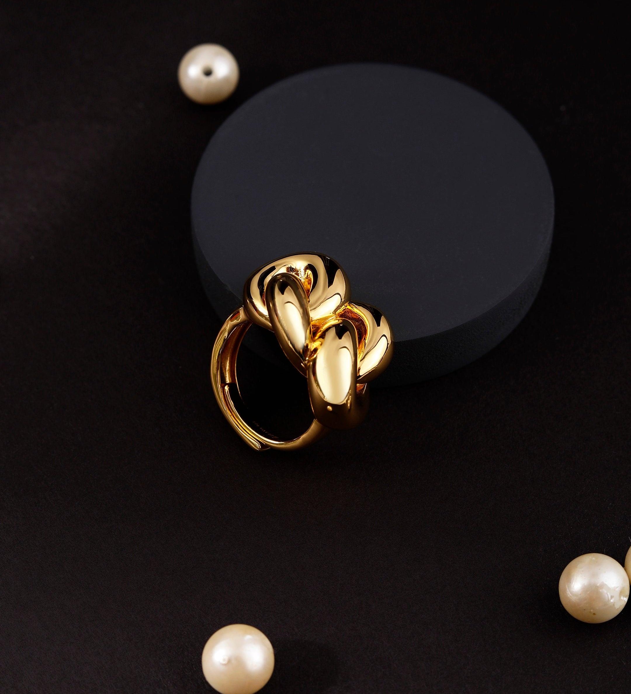 Sterling Silver Gold Plated Knot Ring - Diavo Jewels