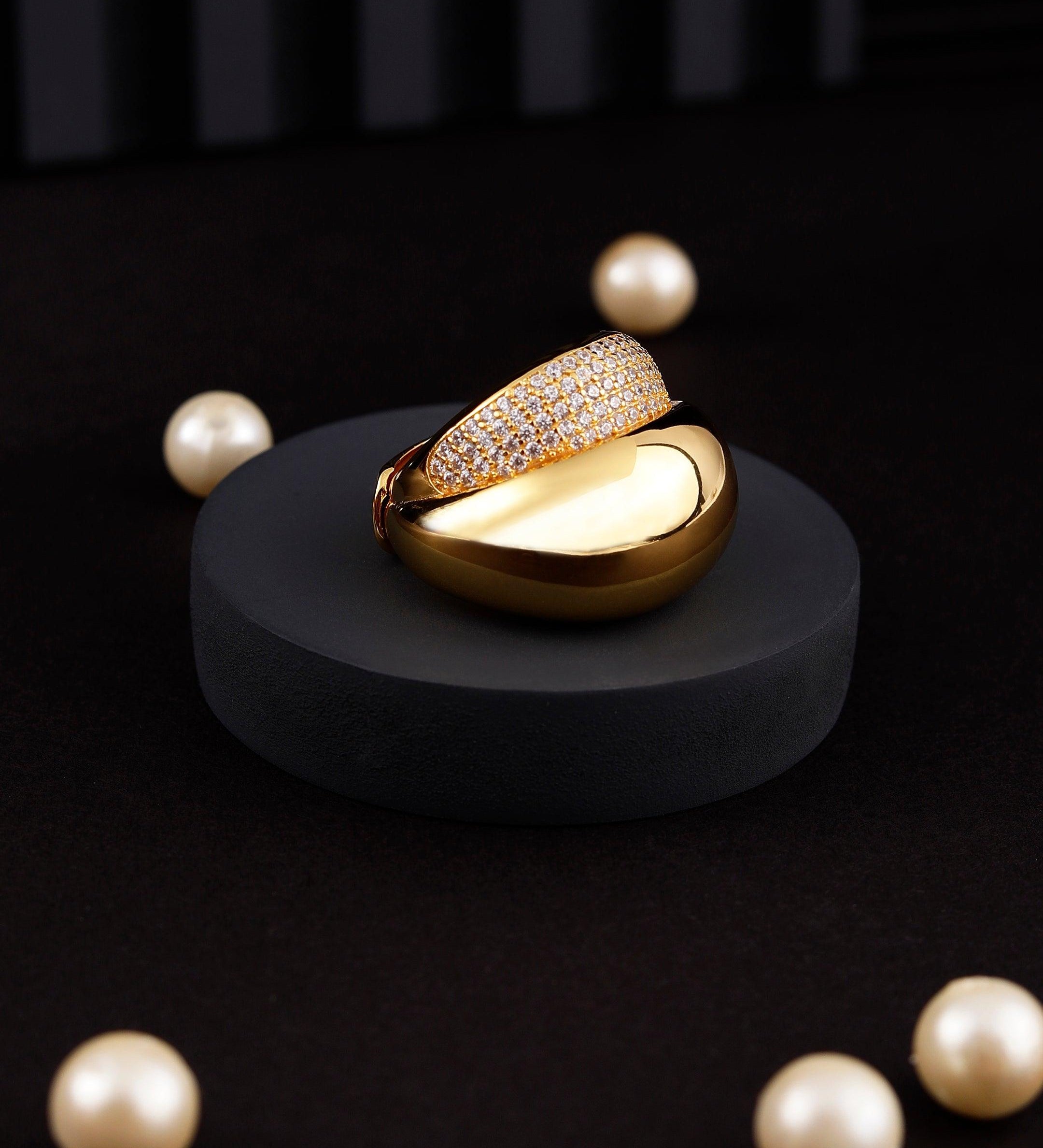Zirconia Halo Gold Plated Silver Ring - Diavo Jewels