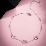 Magnetic Dome Rhodium Plated Silver Anklet - Diavo Jewels