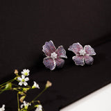 Amythyst Cubic Cosmos Silver Earrings