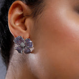 Amythyst Cubic Cosmos Silver Earrings