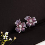 Amythyst Cubic Cosmos Silver Earrings