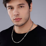 Maverick Block Rhodium Plated Men's Silver Chain - Diavo Jewels