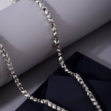 Maverick Block Rhodium Plated Men's Silver Chain - Diavo Jewels