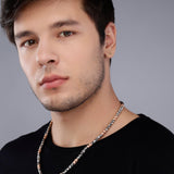 Maverick Block Two Tone Men's Silver Chain - Diavo Jewels
