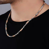 Maverick Block Two Tone Men's Silver Chain - Diavo Jewels