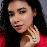 Dazzling Sphere of Glamour Silver Ring - Diavo Jewels