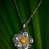 Gilded Filigree Floret Silver Necklace - Diavo Jewels