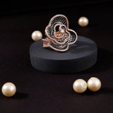 Rosé Fleur in Midnight Silver Ring - Diavo Jewels