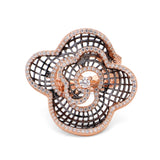 Rosé Fleur in Midnight Silver Ring - Diavo Jewels