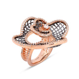 Rosé Fleur in Midnight Silver Ring - Diavo Jewels