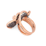 Rosé Fleur in Midnight Silver Ring - Diavo Jewels