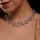 Dazzling Cubic Curb Silver Necklace - Diavo Jewels