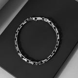 Nomad Wanderer Curb Rhodium Plated Men's Silver Bracelet - Diavo Jewels