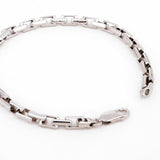 Nomad Wanderer Curb Rhodium Plated Men's Silver Bracelet - Diavo Jewels