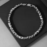 Maverick Block Rhodium Plated Men's Silver Bracelet - Diavo Jewels