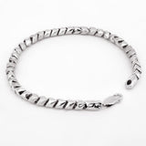 Maverick Block Rhodium Plated Men's Silver Bracelet - Diavo Jewels