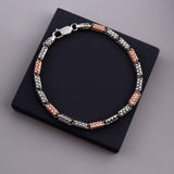 Rugged Link Dual-Tone Men's Silver Bracelet - Diavo Jewels
