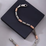 Rugged Link Dual-Tone Men's Silver Bracelet - Diavo Jewels
