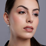 Silver Encased Pearl Earrings - Diavo Jewels