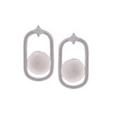 Silver Encased Pearl Earrings - Diavo Jewels