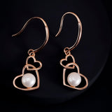 925 Silver Pearl Interlock Heart Earrings