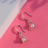 925 Silver Pearl Interlock Heart Earrings