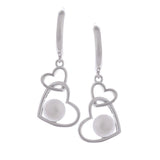 925 Silver Pearl Interlock Heart Earrings