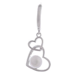 925 Silver Pearl Interlock Heart Earrings