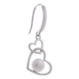 925 Silver Pearl Interlock Heart Earrings